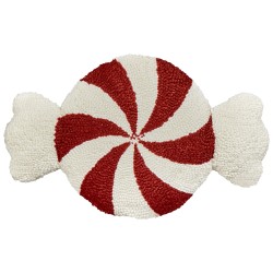 Zestaw 2 poduszek dekoracyjnych SPIRAL CANDY Boucle 35 x 58 cm Biały Wzór świąteczny