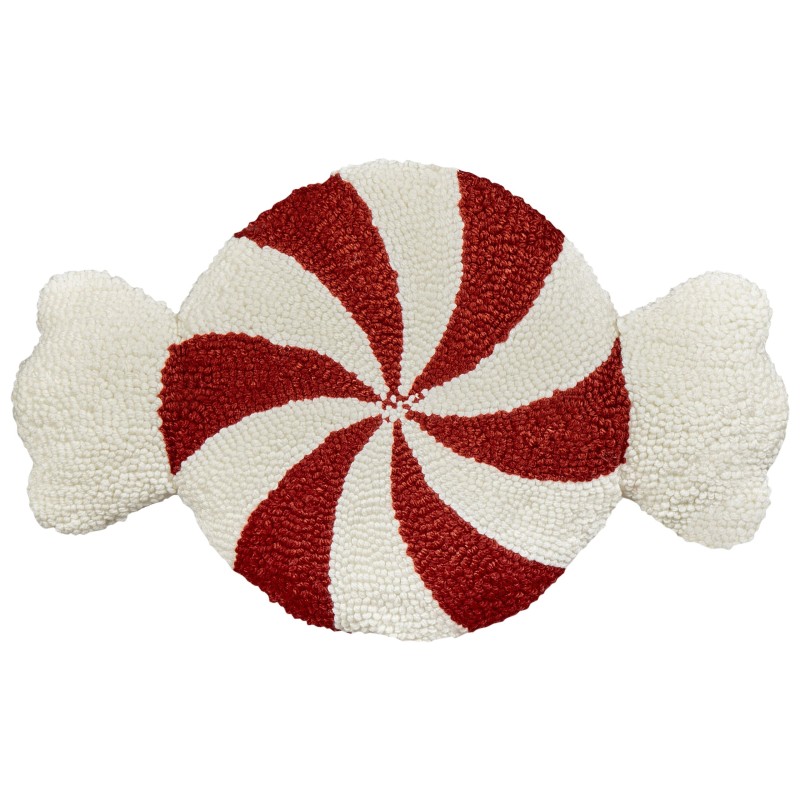 Zestaw 2 poduszek dekoracyjnych SPIRAL CANDY Boucle 35 x 58 cm Biały Wzór świąteczny