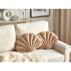 Zestaw 2 poduszek dekoracyjnych CONSOLIDA Welur 47 x 35 cm Piaskowy Jednolity