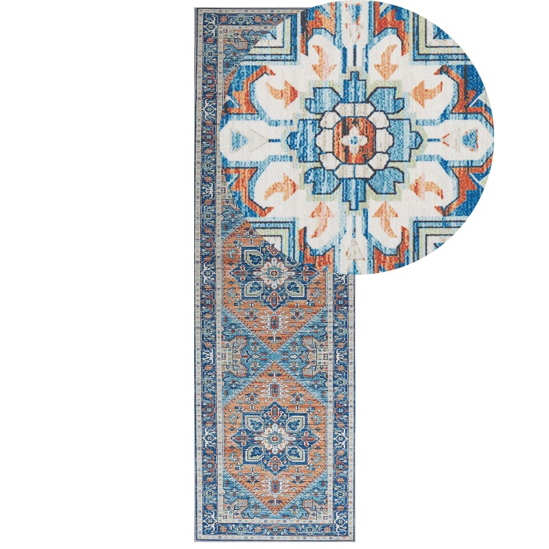 Dywan 60 x 200 cm niebiesko-pomarańczowy RITAPURAM