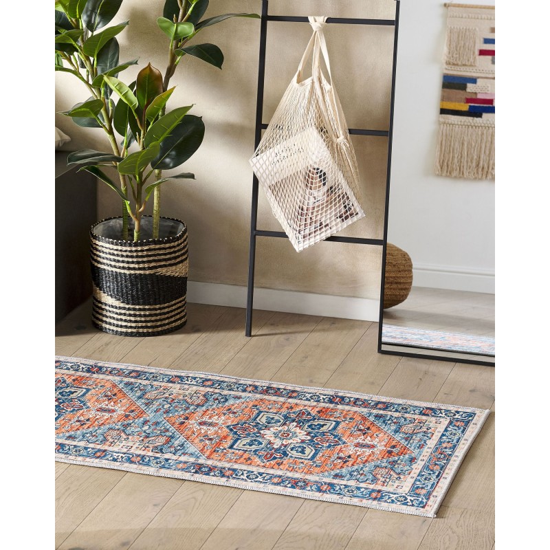 Dywan 60 x 200 cm niebiesko-pomarańczowy RITAPURAM