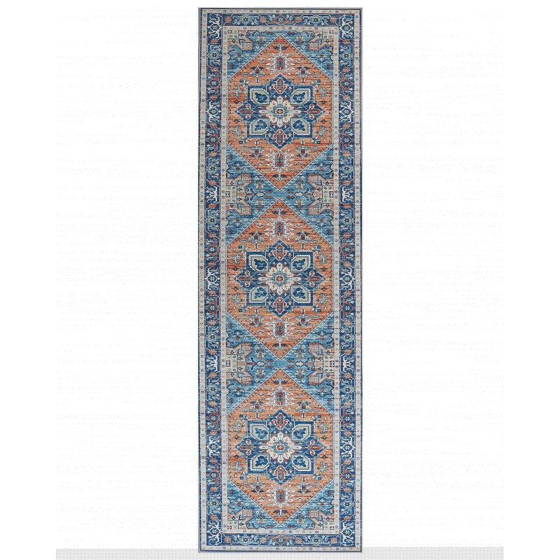 Dywan 60 x 200 cm niebiesko-pomarańczowy RITAPURAM