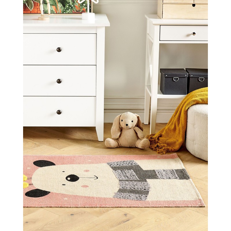 Dywan dziecięcy bawełniany motyw misia 80 x 150 cm wielokolorowy TAPAK