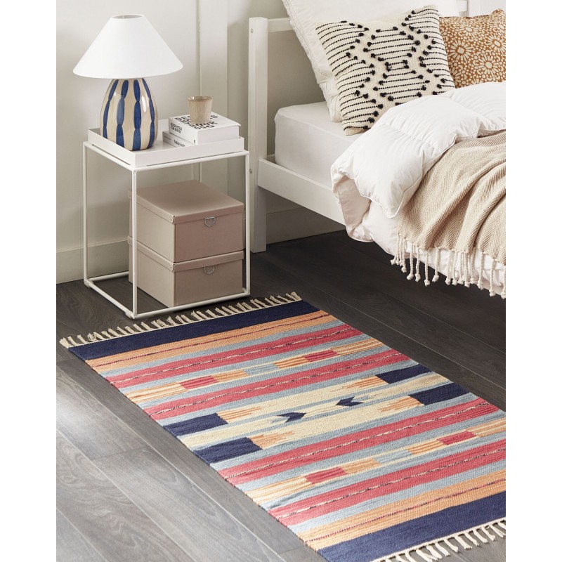 Dywan bawełniany kilim 80 x 150 cm wielokolorowy GANDZAK