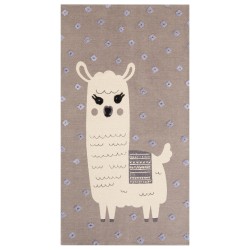 Dywan dziecięcy bawełniany motyw lamy 80 x 150 cm brązowy LUBUK