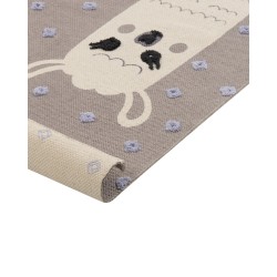 Dywan dziecięcy bawełniany motyw lamy 80 x 150 cm brązowy LUBUK