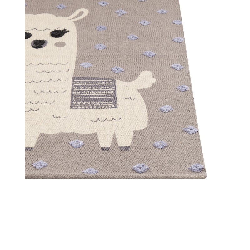 Dywan dziecięcy bawełniany motyw lamy 80 x 150 cm brązowy LUBUK
