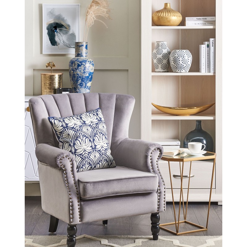 Zestaw 2 poduszek dekoracyjnych NEMESIA Bawełna 45 x 45 cm Ciemnoniebieski Ikat