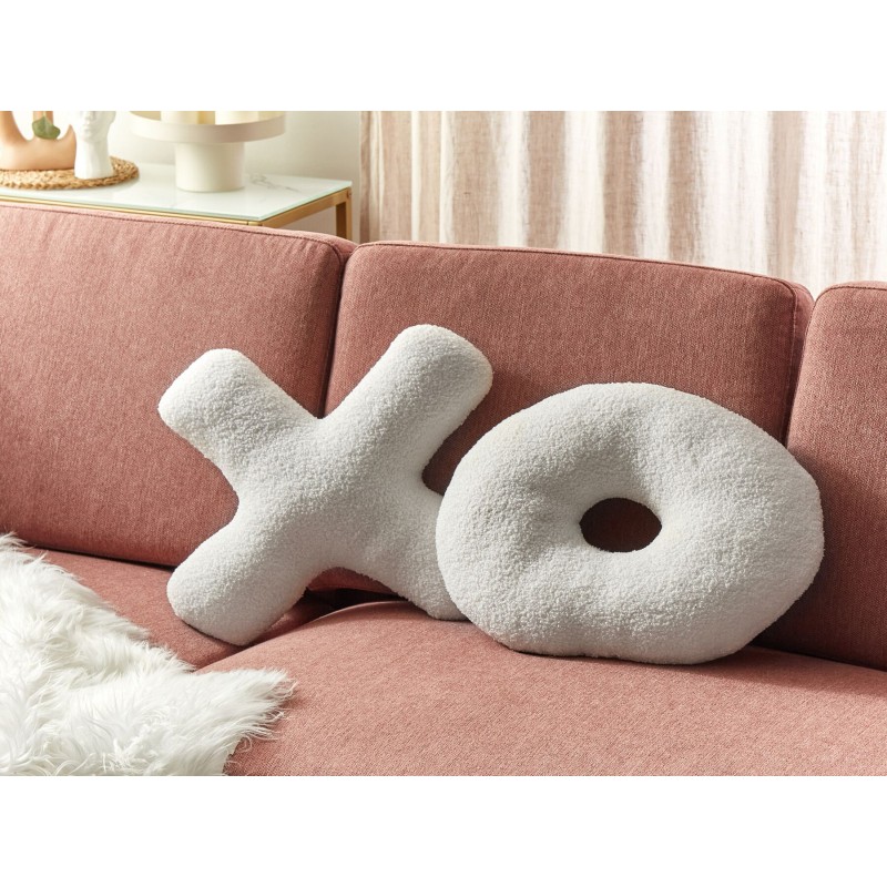 Zestaw 2 poduszek dekoracyjnych HESPERIS Boucle Złamana biel Jednolity