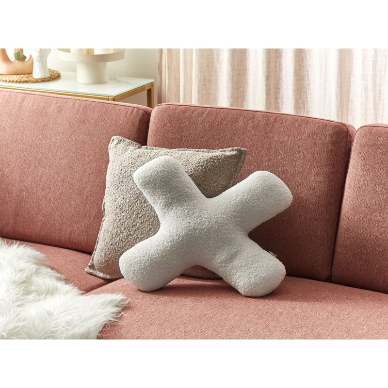 Zestaw 2 poduszek dekoracyjnych HESPERIS Boucle Złamana biel Jednolity