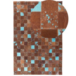Dywan patchwork skórzany 140 x 200 cm brązowy ALIAGA
