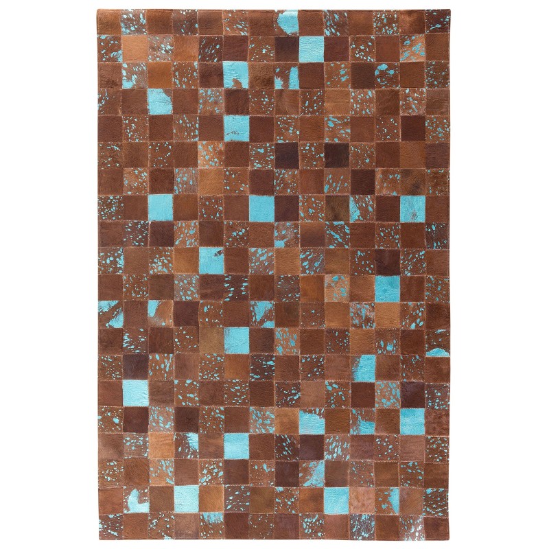 Dywan patchwork skórzany 140 x 200 cm brązowy ALIAGA