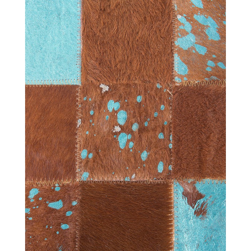 Dywan patchwork skórzany 140 x 200 cm brązowy ALIAGA