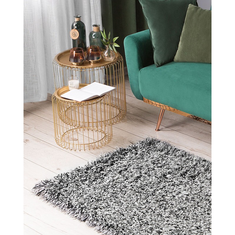 Dywan shaggy 80 x 150 cm czarno-biały CIDE