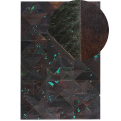 Dywan skórzany 160 x 230 cm brązowo-turkusowy ATALAN