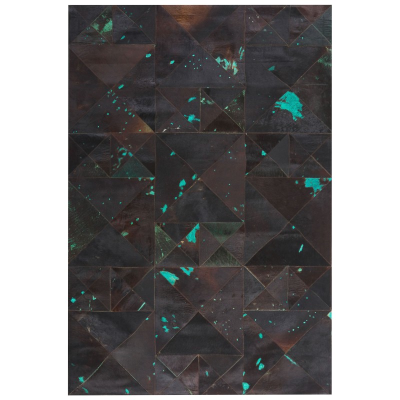 Dywan skórzany 160 x 230 cm brązowo-turkusowy ATALAN