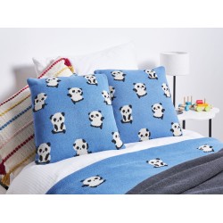 2 poduszki dla dzieci bawełniane w pandy 45 x 45 cm niebieskie TALOKAN