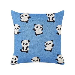 2 poduszki dla dzieci bawełniane w pandy 45 x 45 cm niebieskie TALOKAN