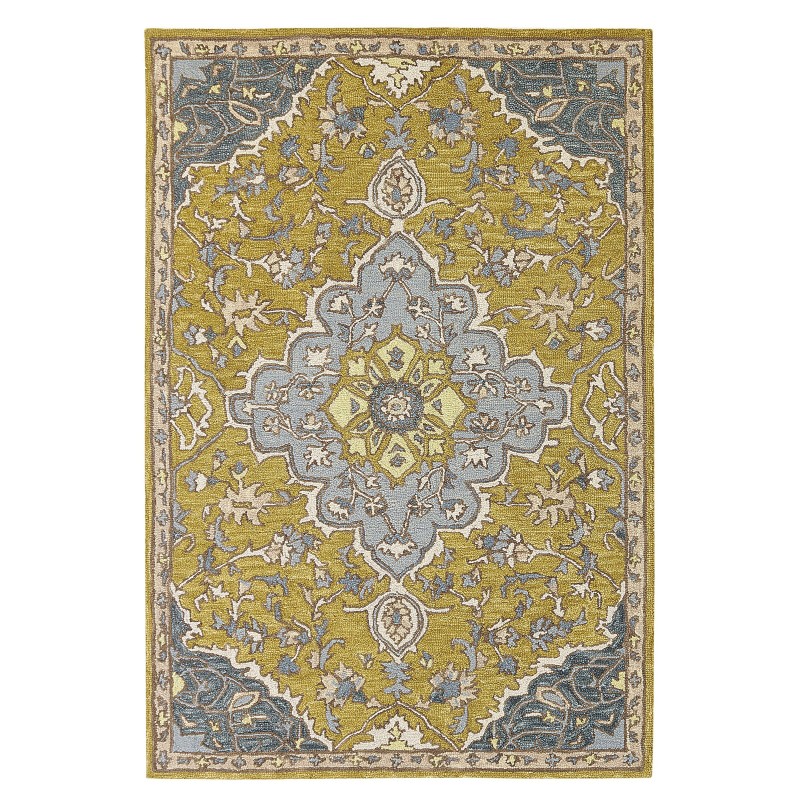 Dywan wełniany 140 x 200 cm żółto-niebieski MUCUR