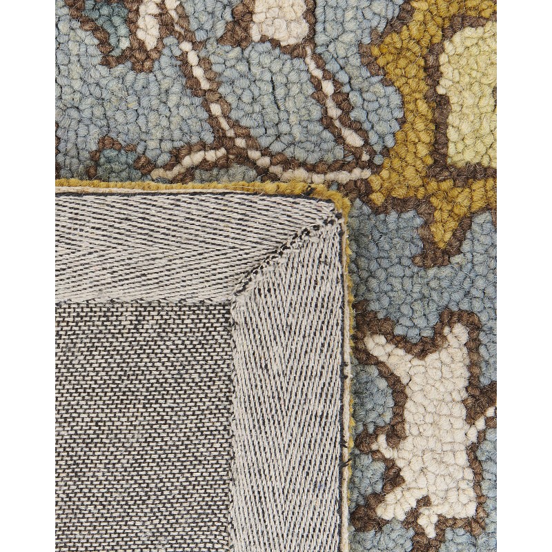 Dywan wełniany 140 x 200 cm żółto-niebieski MUCUR