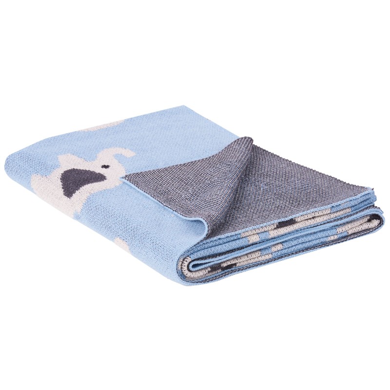 Koc HILKOT Bawełna 130 x 170 cm Niebieski