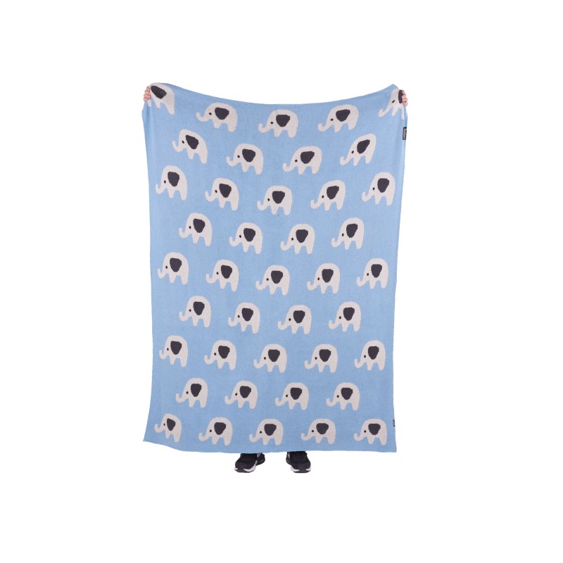 Koc HILKOT Bawełna 130 x 170 cm Niebieski