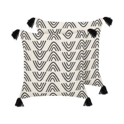 Zestaw 2 poduszek dekoracyjnych MAYS Bawełna 45 x 45 cm Biały Wzór geometryczny