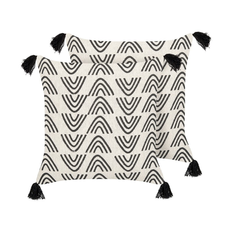 Zestaw 2 poduszek dekoracyjnych MAYS Bawełna 45 x 45 cm Biały Wzór geometryczny