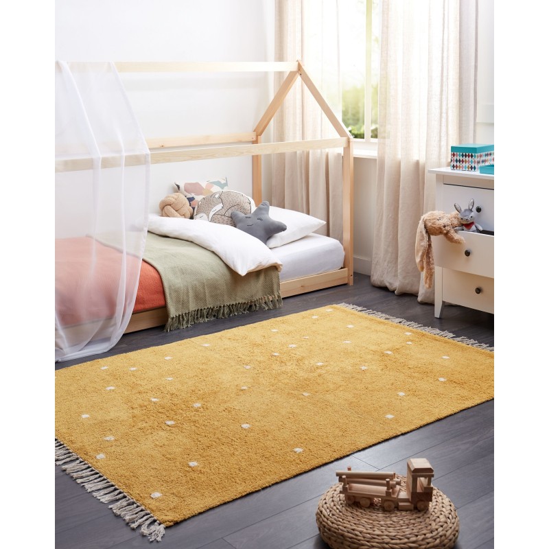 Dywan bawełniany w kropki 140 x 200 cm żółty ASTAF