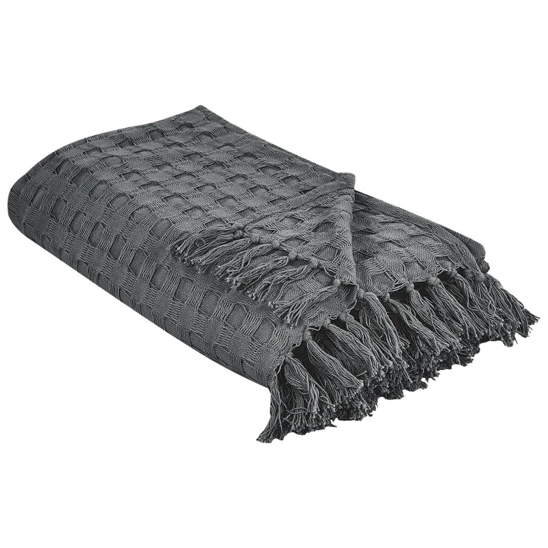 Narzuta na łóżko BERE Bawełna 200 x 220 cm Ciemnoszary