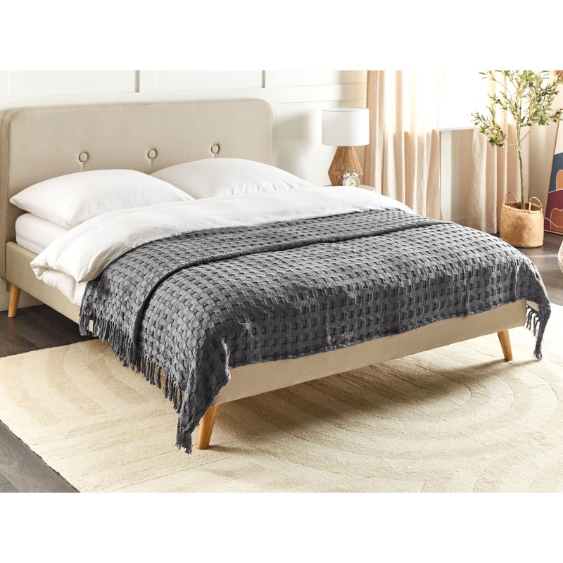 Narzuta na łóżko BERE Bawełna 200 x 220 cm Ciemnoszary