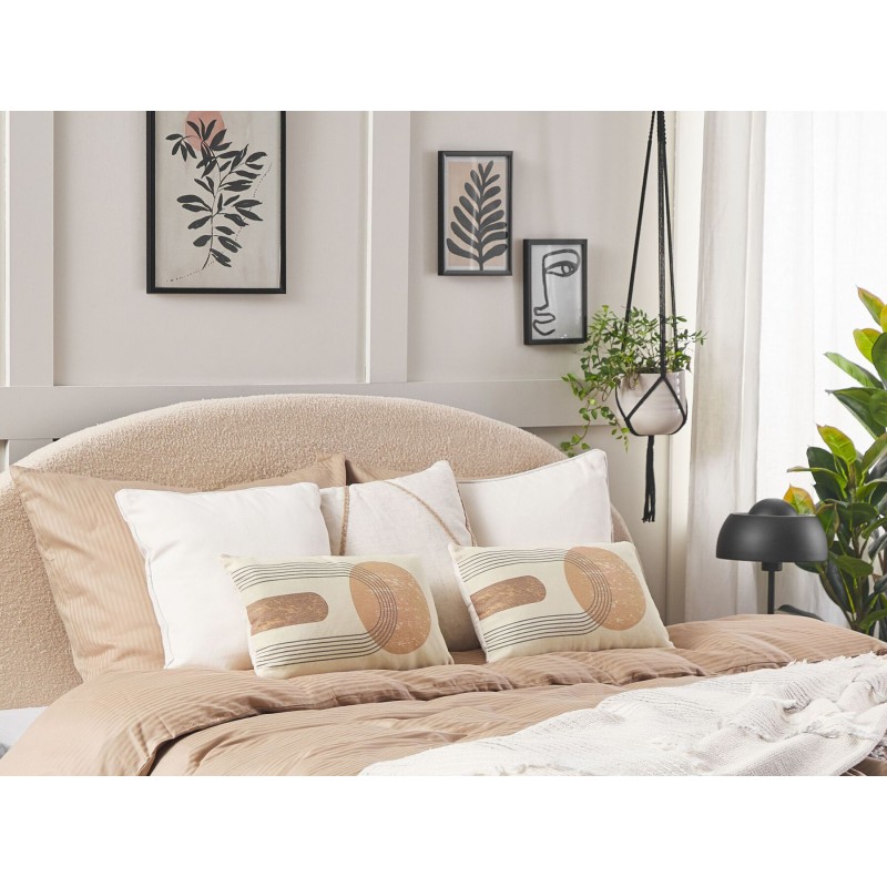 Zestaw 2 poduszek dekoracyjnych NASTURTIUM 30 x 50 cm Beżowy Wzór geometryczny