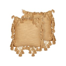 Zestaw 2 poduszek dekoracyjnych OLEARIA Bawełna 45 x 45 cm Piaskowy Jednolity