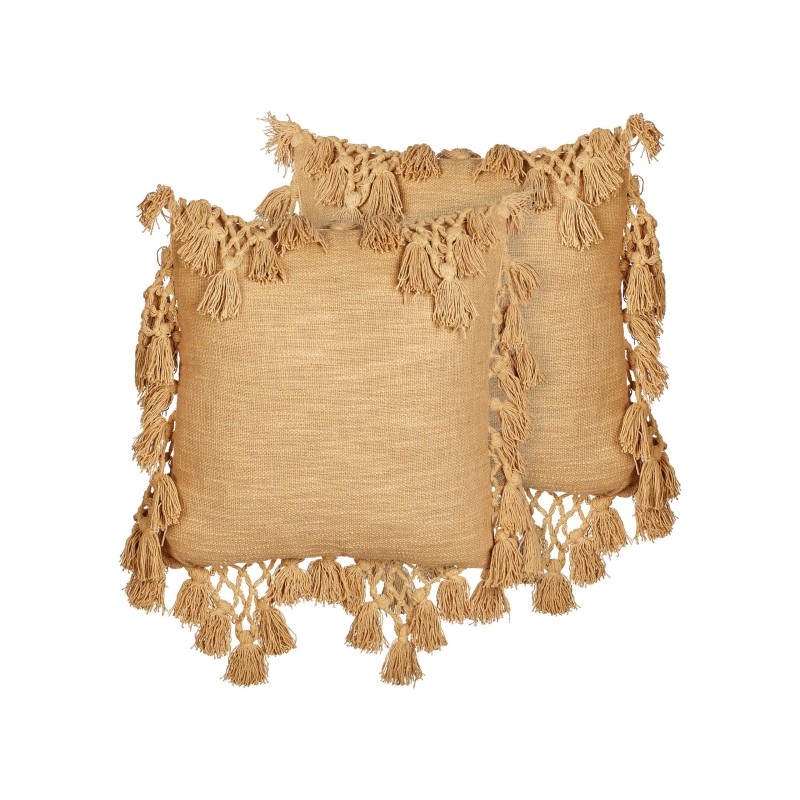 Zestaw 2 poduszek dekoracyjnych OLEARIA Bawełna 45 x 45 cm Piaskowy Jednolity