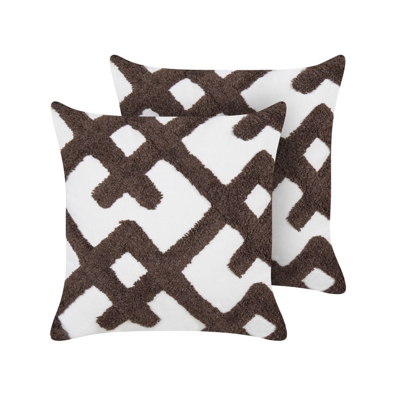 Zestaw 2 poduszek dekoracyjnych CARNATION Bawełna 45 x 45 cm Biały Wzór geometryczny