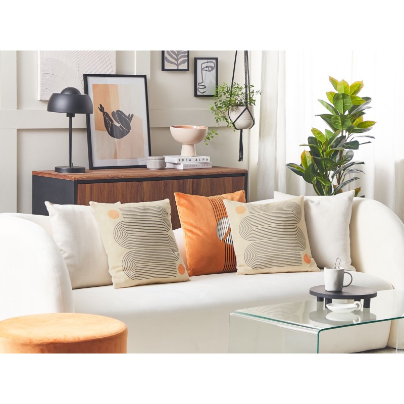 Zestaw 2 poduszek dekoracyjnych CALIBRACHOA 45 x 45 cm Biały Wzór geometryczny