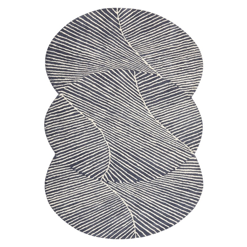 Dywan owalny wełniany 140 x 200 cm biało-grafitowy ZABOL