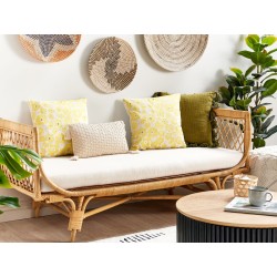 Zestaw 2 poduszek dekoracyjnych TRITELEIA Welur 45 x 45 cm Żółty Wzór kwiatowy