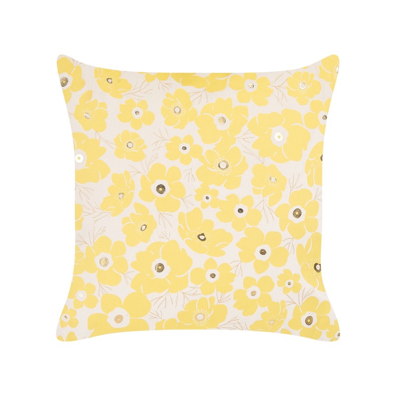 Zestaw 2 poduszek dekoracyjnych TRITELEIA Welur 45 x 45 cm Żółty Wzór kwiatowy