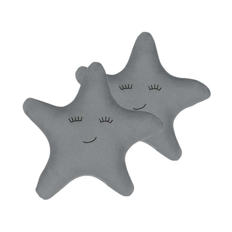 2 bawełniane poduszki dla dzieci gwiazda 40 x 40 cm szare BHOPAL