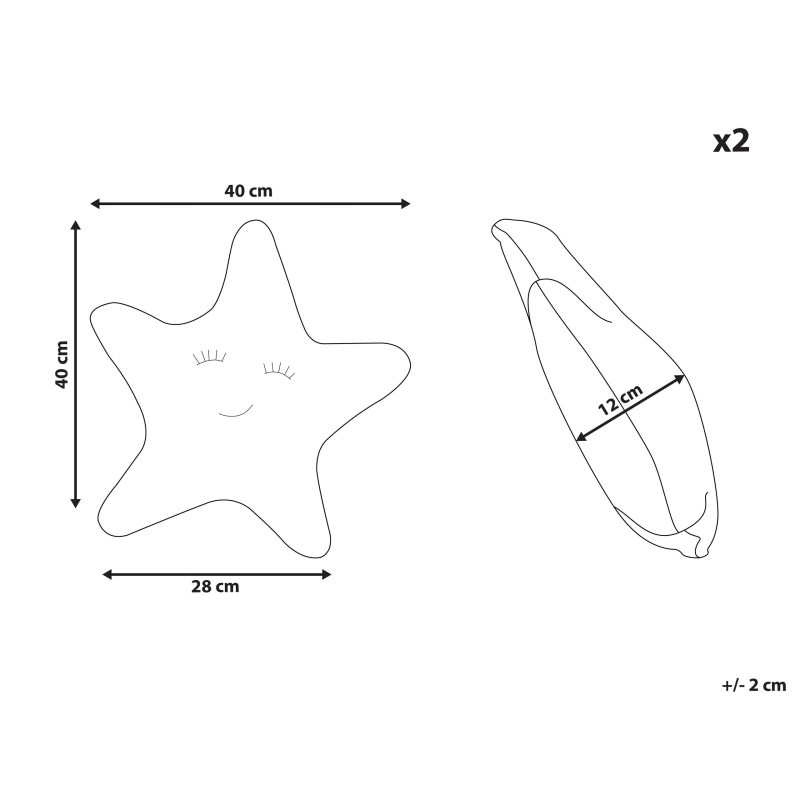 2 bawełniane poduszki dla dzieci gwiazda 40 x 40 cm szare BHOPAL