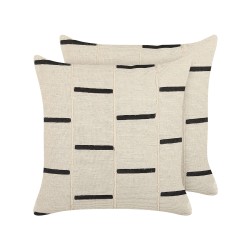 Zestaw 2 poduszek dekoracyjnych ABIES Bawełna 45 x 45 cm Beżowy W paski