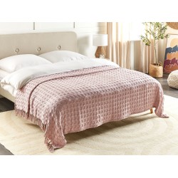 Narzuta na łóżko BERE Bawełna 200 x 220 cm Pastelowy róż