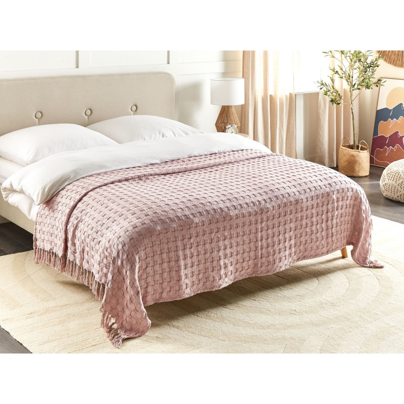 Narzuta na łóżko BERE Bawełna 200 x 220 cm Pastelowy róż