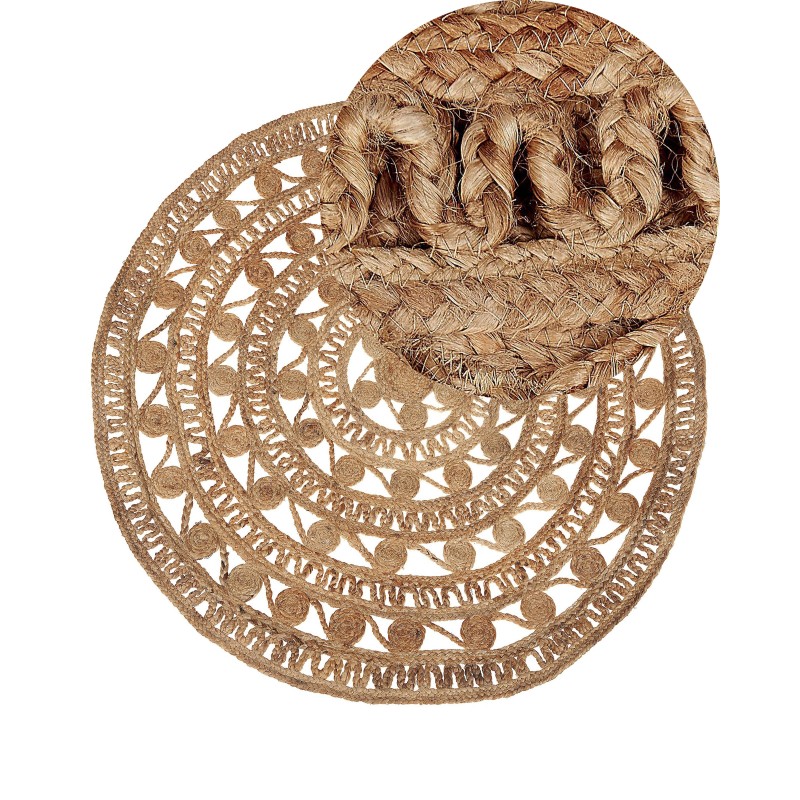Dywan okrągły z juty ⌀ 140 cm beżowy KERER