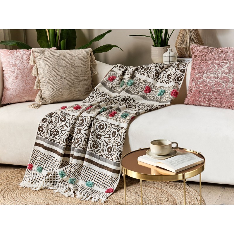 Koc CHINSURAH Bawełna 130 x 180 cm Brązowy