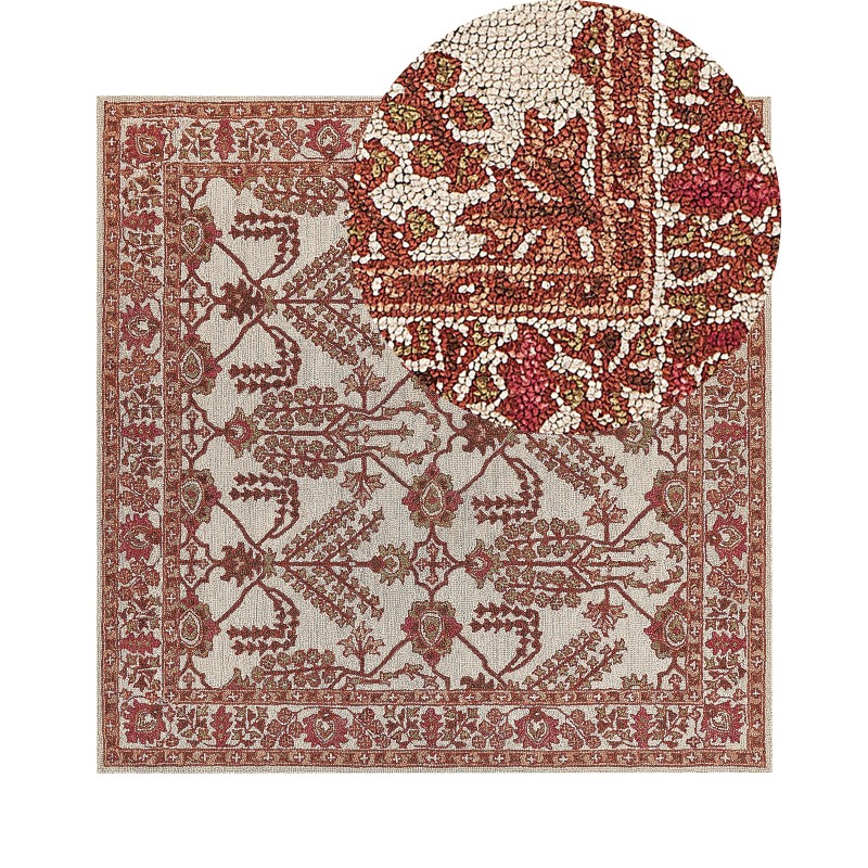 Dywan wełniany 200 x 200 cm pomarańczowo-beżowy ADILCEVAZ