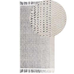 Dywan wełniany 80 x 150 cm biało-szary OMERLI