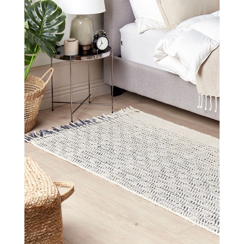 Dywan wełniany 80 x 150 cm biało-szary OMERLI