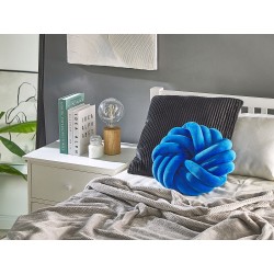 Poduszka dekoracyjna AKOLA Welur 30 x 30 cm Niebieski Jednolity